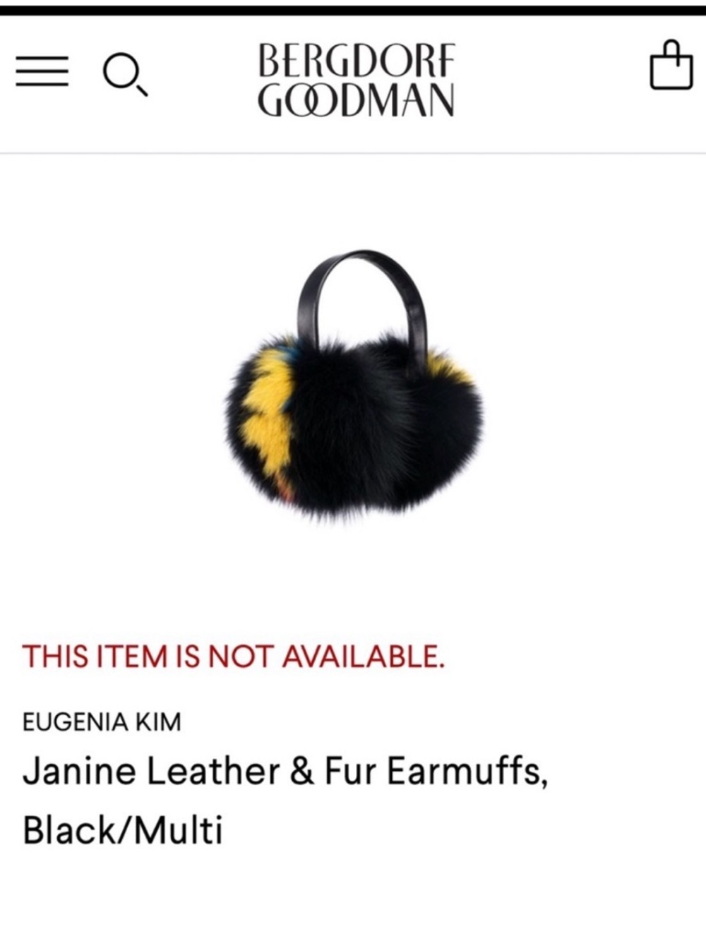 Eugenia Kim Black Faux Fur Earmuffs with Yellow and Red Accent - Picture 4 of 7